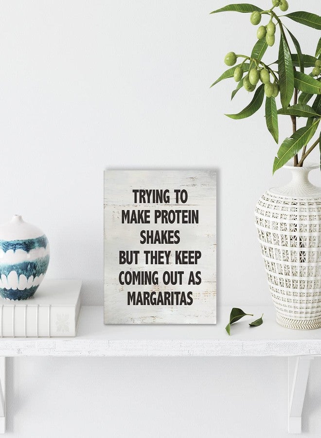 MAVOTEN Trying to Make Proteins Shakes Kitchen Quote Wood Box Sign Rusitc Wooden Box Sign Farmhouse Home Kitchen Desk Shelf Decor (5 X 5 Inch) - Image 5